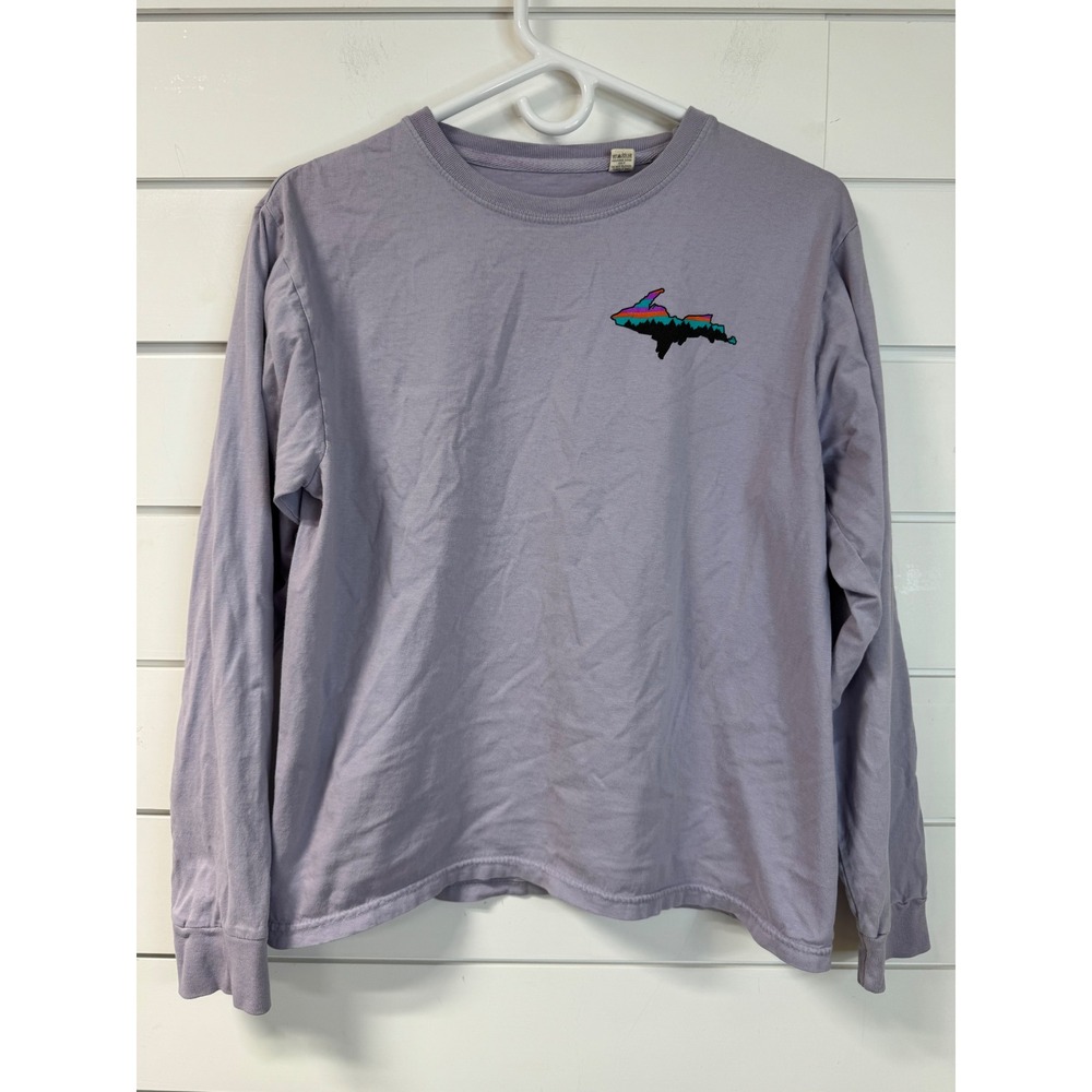 Blue 84 Michigan Upper Peninsula Up North Long Sleeve Cotton T-Shirt Purple S